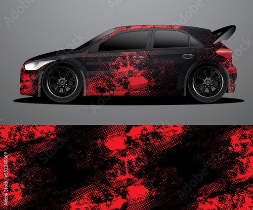 Rally car decal graphic wrap vector, abstract background