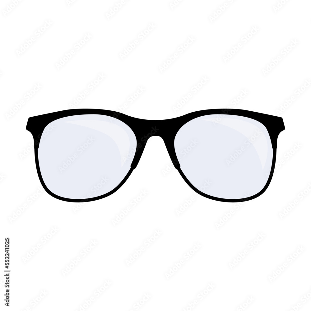 Fototapeta premium Glasses design vector illustration. Eyeglasses with black frames of different shape on white background