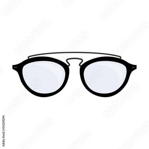Glasses vector illustration. Eyeglasses with black frames of different shape on white background