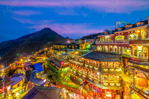 night scene of Jioufen village, Taipei, Taiwan