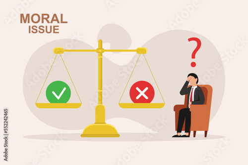 Moral Issue, Ethical Dilemma, Decision Making 2d vector illustration concept for banner, website, illustration, landing page, flyer, etc photo