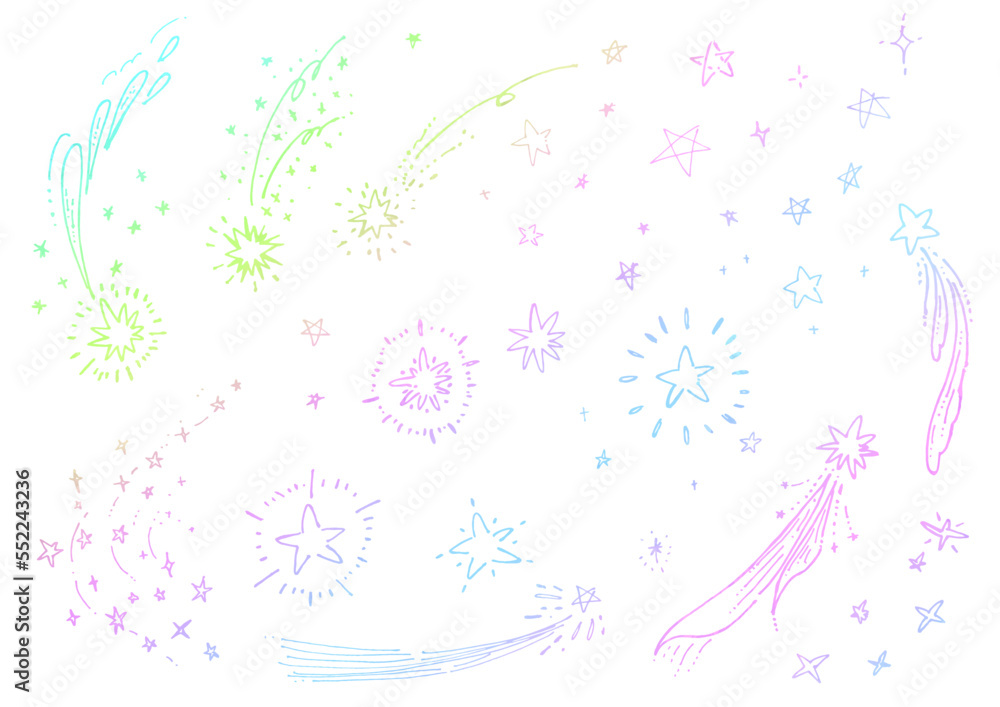 手描きペン画 流れ星のイラスト