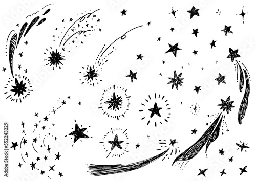 手描きペン画 流れ星のイラスト