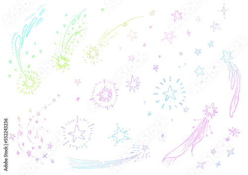 手描きペン画 流れ星のイラスト