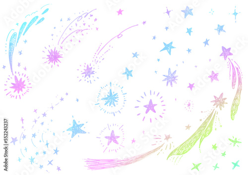 手描きペン画 流れ星のイラスト