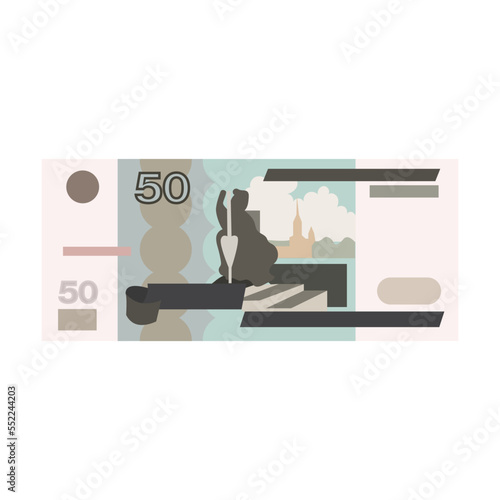 50 banknote with Russian currency vector illustration. Paper money design of Russia cash isolated on white background
