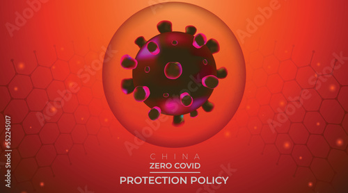 China zero covid protection policy concept on gradient vector illustration background, china zero covid vector design template or banner.