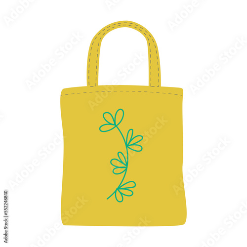 Eco bag vector illustration. Drawing of reusable zero waste bag isolated on white background. Environment, ecology