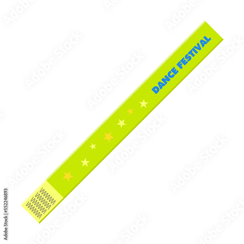 Colorful dance festival bracelet for entrance cartoon vector illustration. Night party concert bracelet isolated on white background