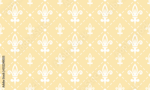 Damask Fleur de Lis pattern meaning vector seamless background wallpaper Fleur de Lis pattern African Digital texture Design for print printable fabric saree border.