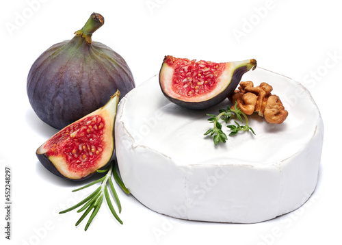 Fresh Brie or Camembert cheese Isolated on a white background