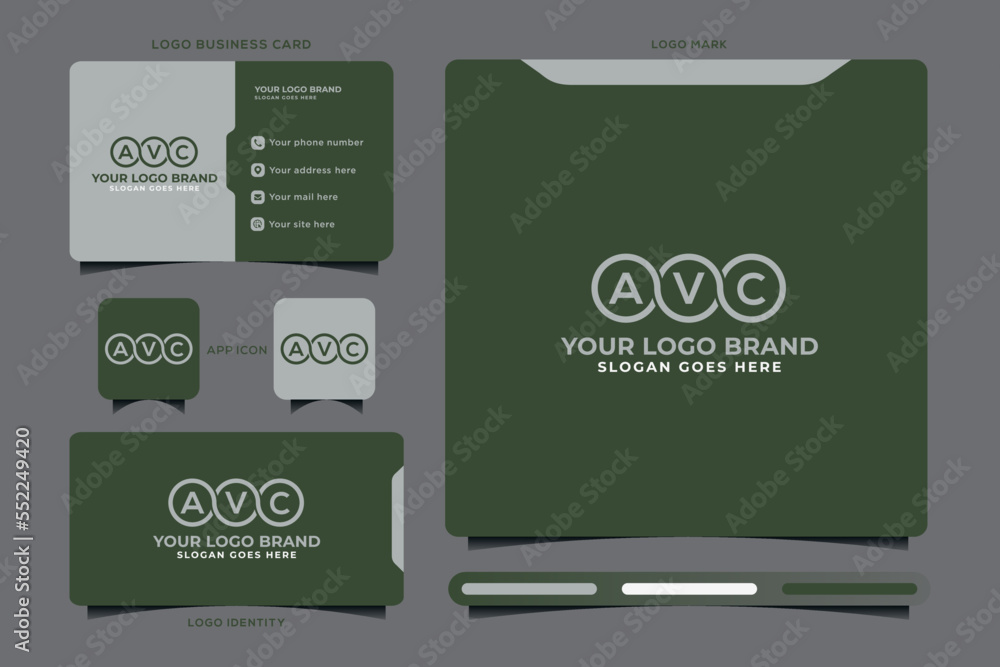 AVC initial monogram logo vector, AVC circle shape logo template corporate identity business card
