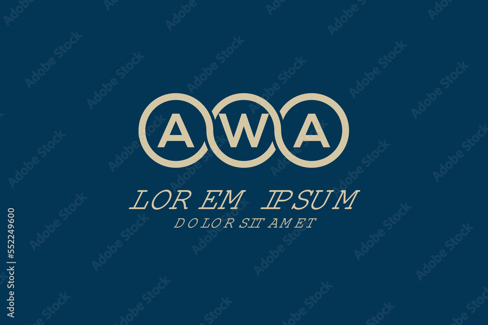 AWA initial monogram logo vector, AWA circle shape logo template corporate identity business card
