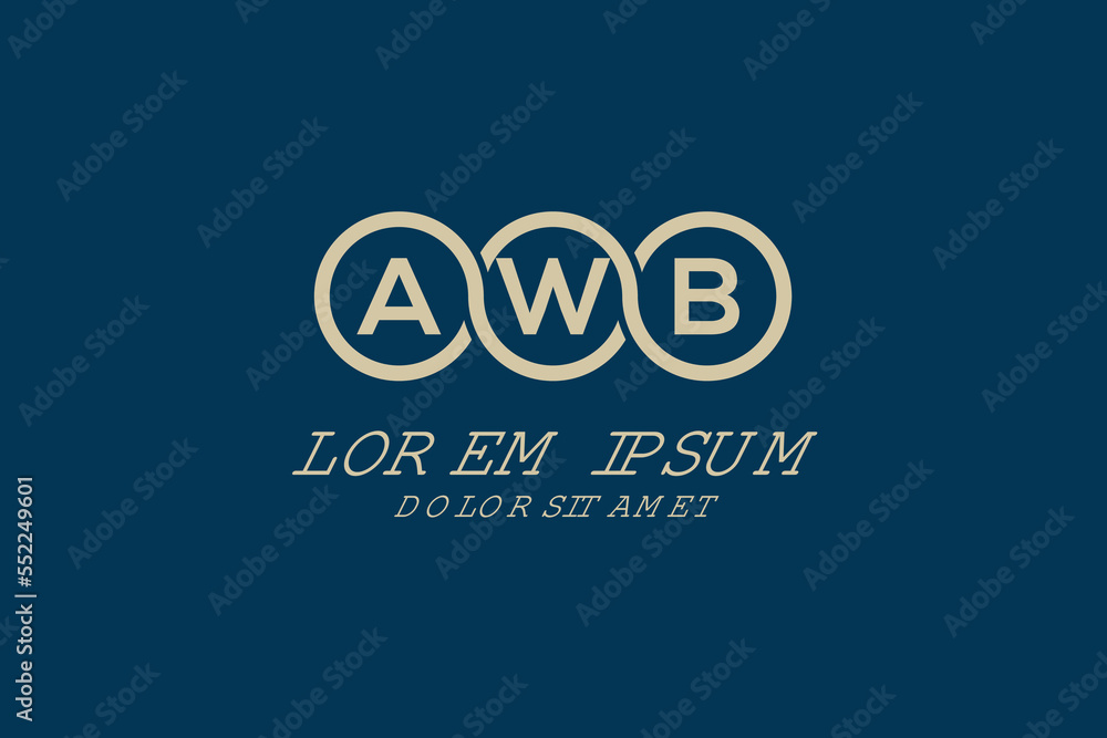 AWB initial monogram logo vector, AWB circle shape logo template corporate identity business card
