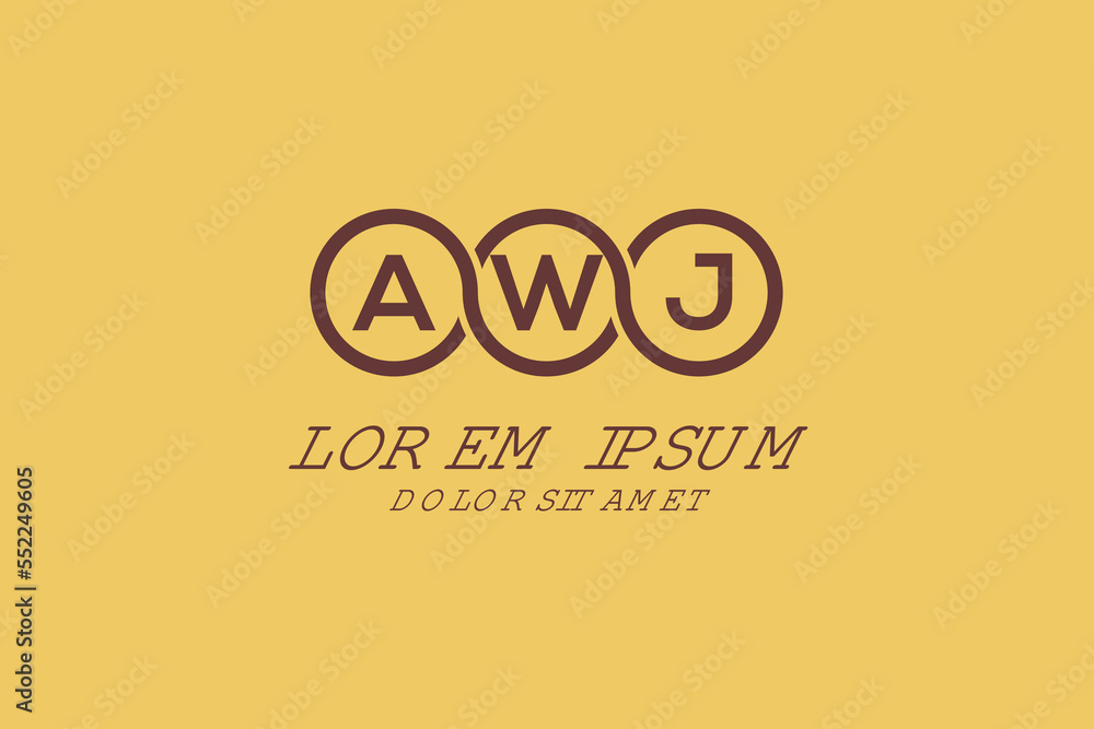 AWJ initial monogram logo vector, AWJ circle shape logo template corporate identity business card
