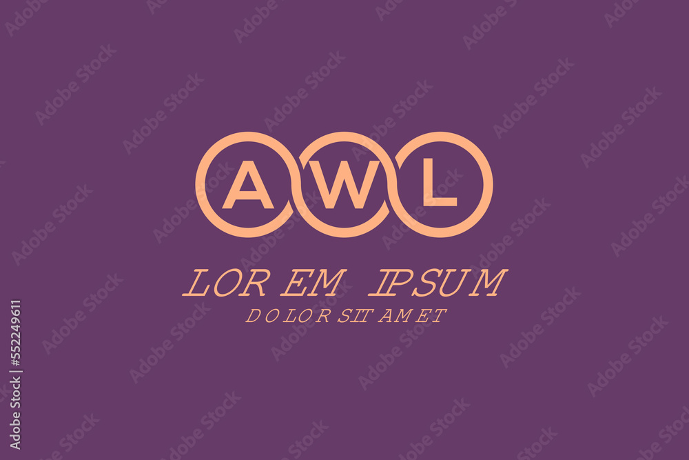 AWL initial monogram logo vector, AWL circle shape logo template corporate identity business card
