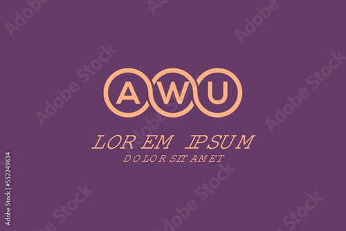 AWU initial monogram logo vector  AWU circle shape logo template corporate identity business card 