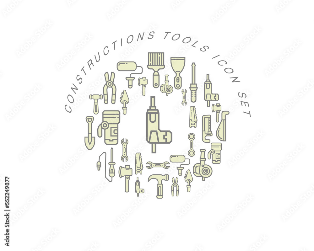 Vector construction flat icon set design Vector construction flat icon set design