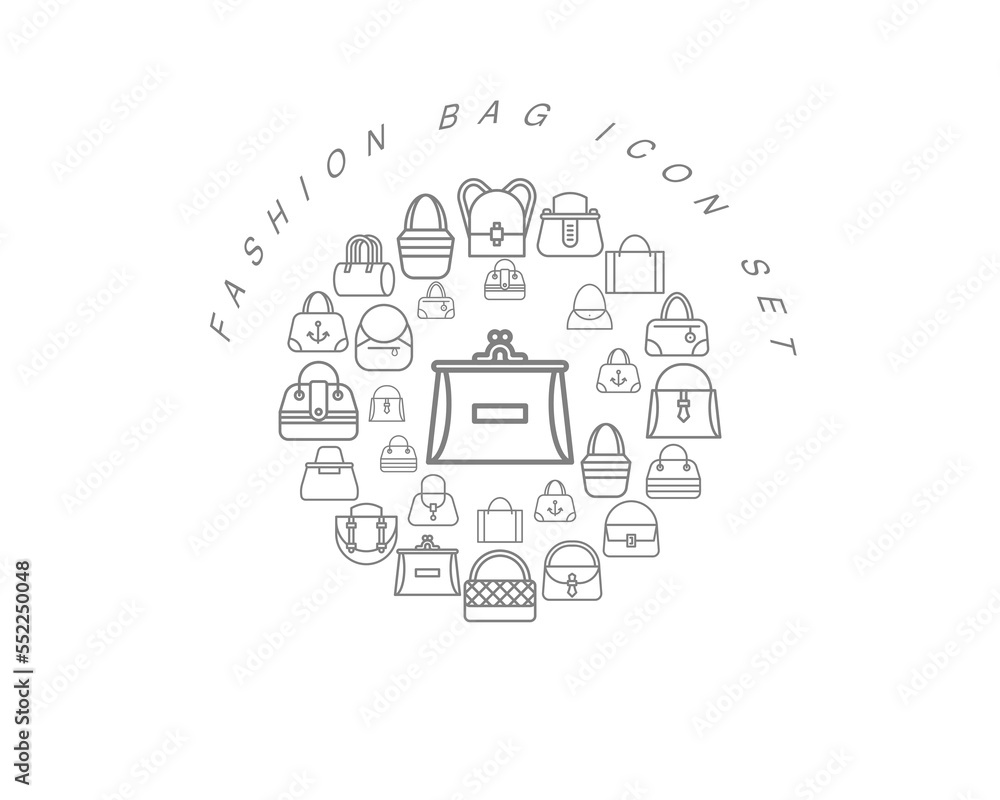 Vector fashion bag flat icon set design Vector fashion bag flat icon set design