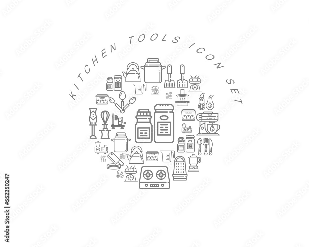 Vector flat kitchen icon set design
