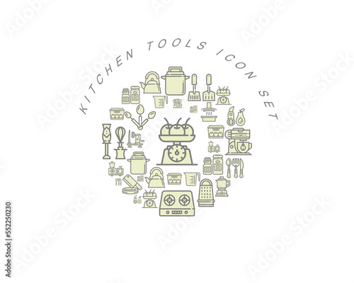 Vector flat kitchen icon set design