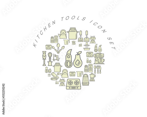 Vector flat kitchen icon set design