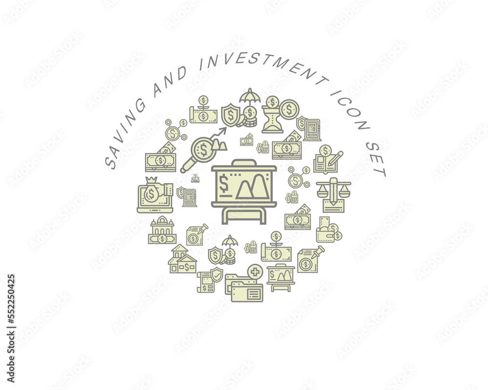 vector saving and investment icon set vector saving and investment icon set