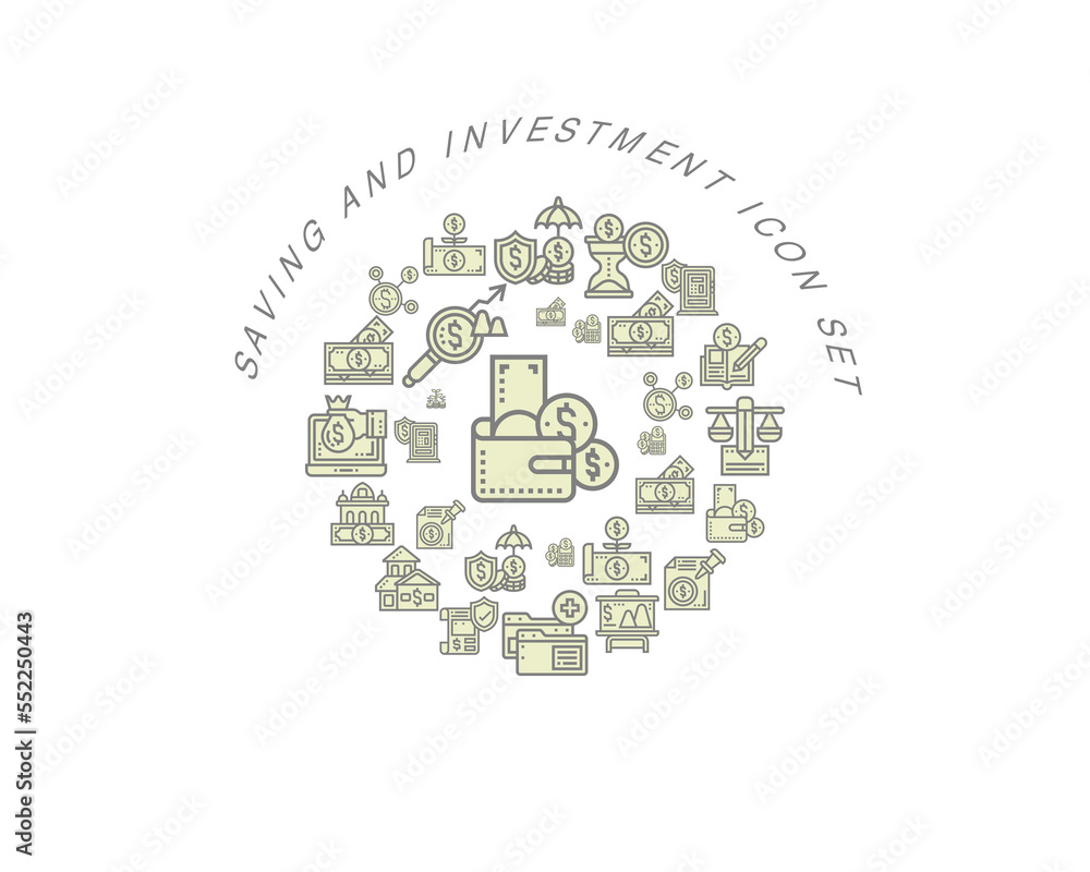 vector saving and investment icon set vector saving and investment icon set