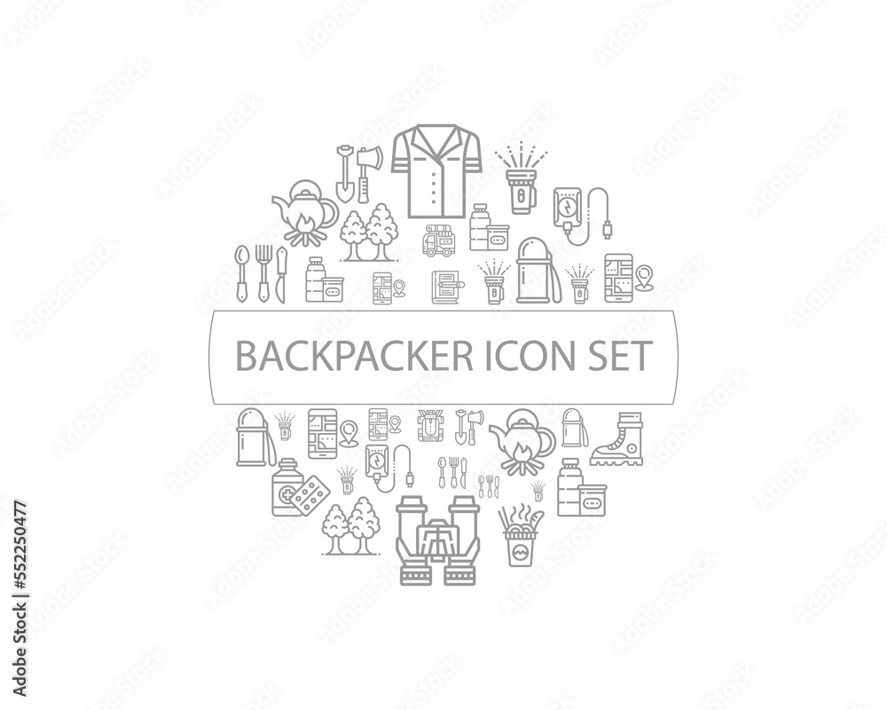 Vector icon backpacker icon set