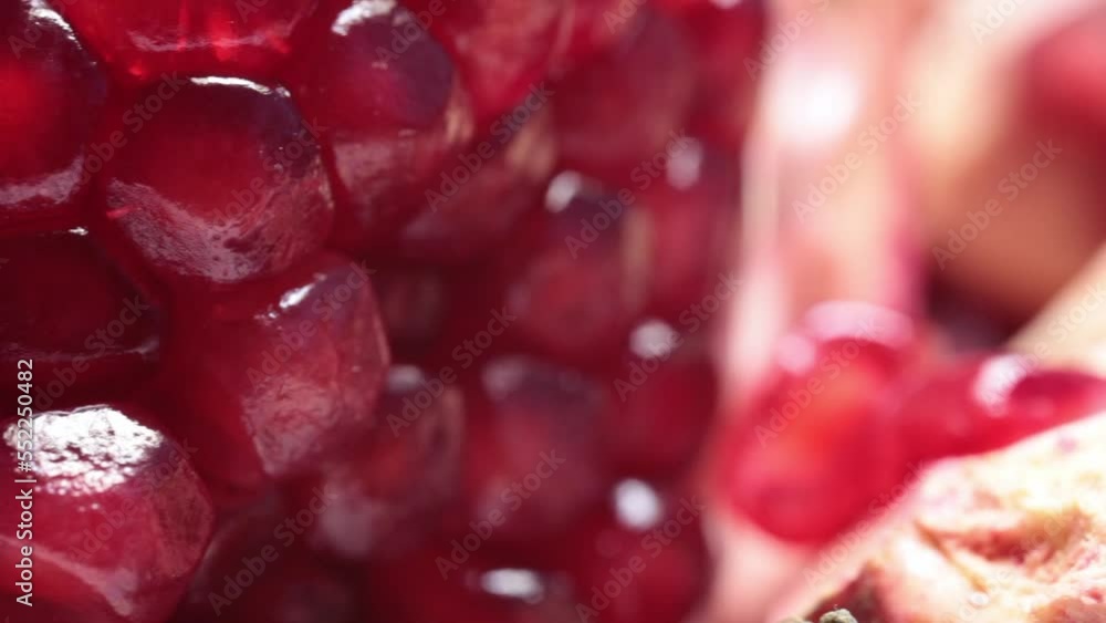 beautiful red juicy pomegranate kernel close-up macro beautiful red juicy pomegranate kernel close-up macro
