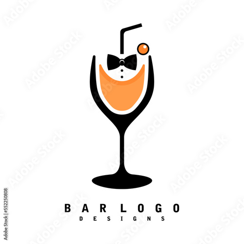 bar glass logo icon design vector