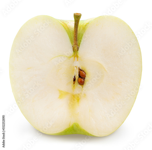 Fresh Yellow and Green Apple Isolated on White background, Japanese Green Orin Apple isolated on white With work path.