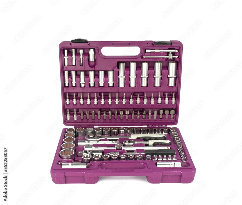 Toolbox, tools kit case detail close up instruments. Toolbox, tools kit case detail close up instruments.