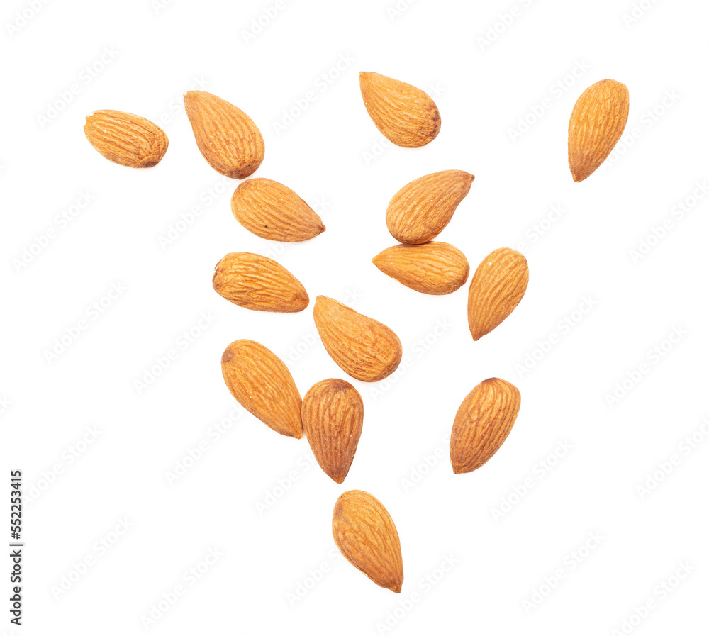 Almond nuts isolated on white background. Almond nuts isolated on white background.