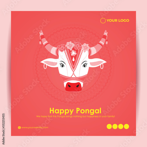 Vector illustration of Happy Pongal festival greeting banner template