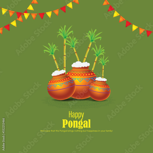 Vector illustration of Happy Pongal festival greeting banner template