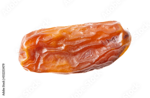 One dried date isolated on white background.