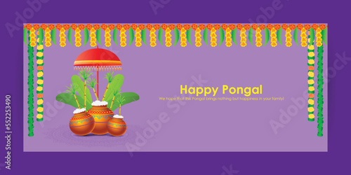 Vector illustration of Happy Pongal festival greeting banner template