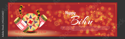 Vector illustration of Happy Bihu, Assamese New Year, Indian traditional festival, Harvest festival of Assam.