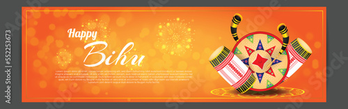 Vector illustration of Happy Bihu, Assamese New Year, Indian traditional festival, Harvest festival of Assam.