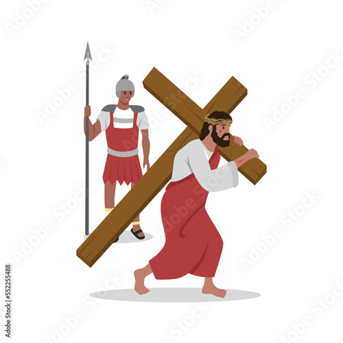 Photo Jesus Christ on way of cross, Bible concept