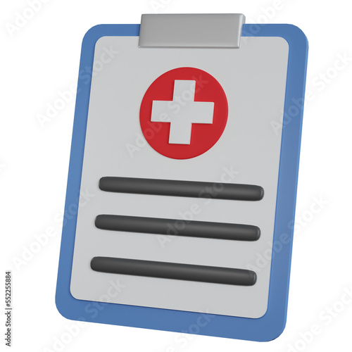 3D Rendering Medical Healthcare Icon. Medical Chart Report. PNG Transparent Background.