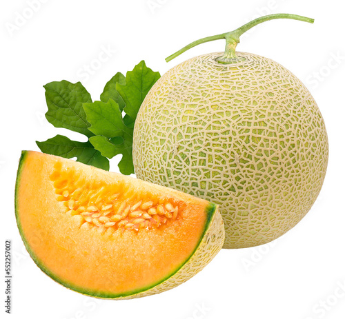 Quadro su tela Yellow melon or cantaloupe on white background, Sweet melons  on white background PNG File