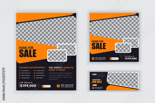Real Estate Flyer Social Media Post And Cover Banner Set