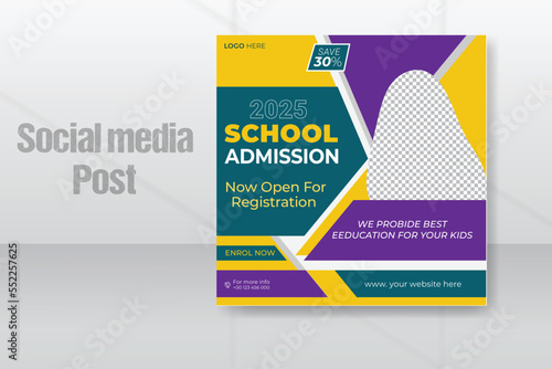 School admission social media post & back to school web banner template design 