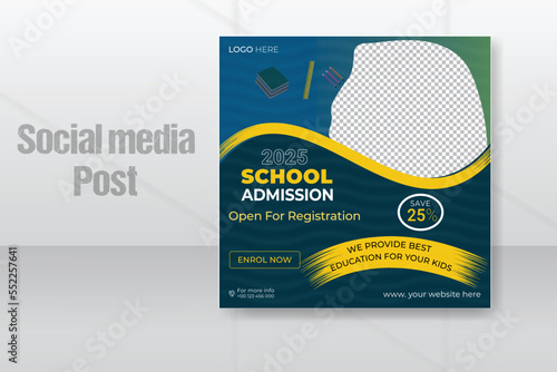School admission social media post & back to school web banner template design 