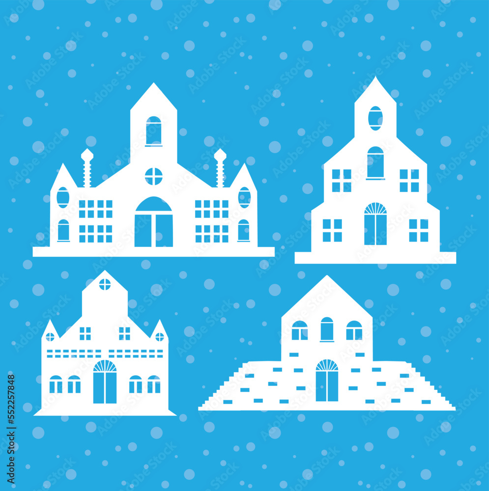 christmas house Silhouette, laser cut design christmas house Silhouette, laser cut design