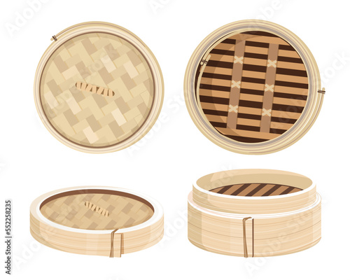 Dim sum illustration vector of Chinese food, Asian food Dim sum in Steamer