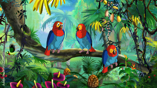 Macaw Parrot sitting on a Branch