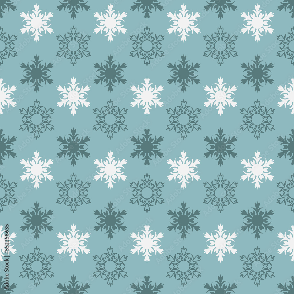 Mint green seamless pattern with snowflake, christmas festive winter art snowflake icicle Mint green seamless pattern with snowflake, christmas festive winter art snowflake icicle
